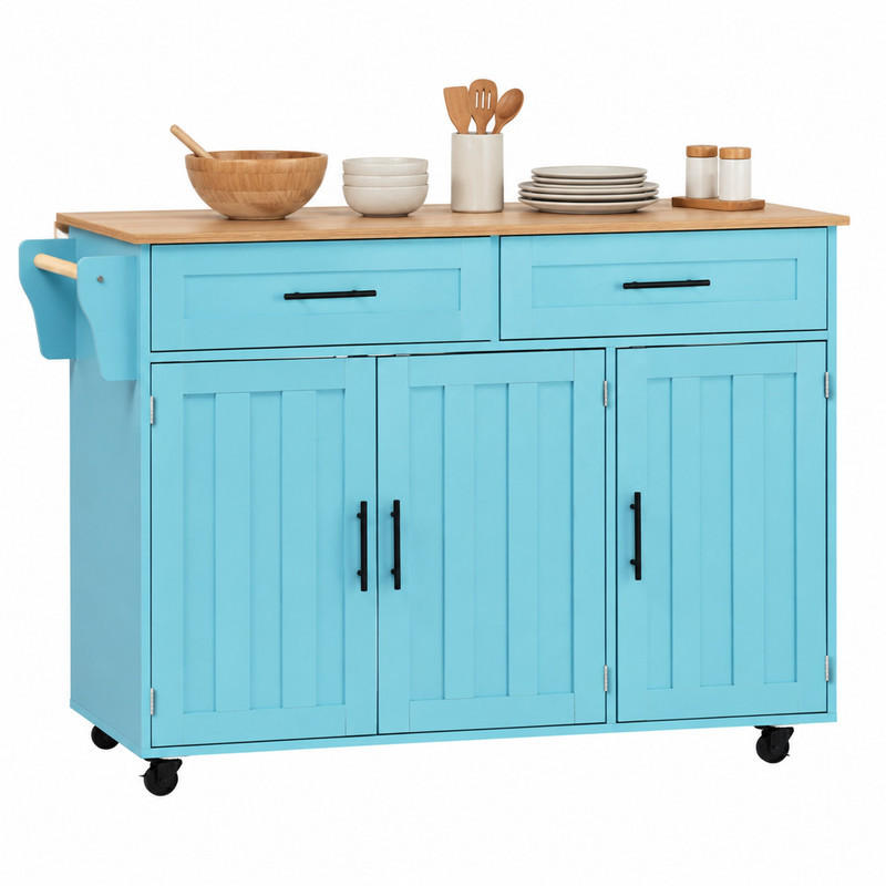 SPEISEWAGEN mit Klappplatte 129 x 71 x 91,5 cm MDF Blau - Blau, Holz (46/91.5/120cm) - Beauniv