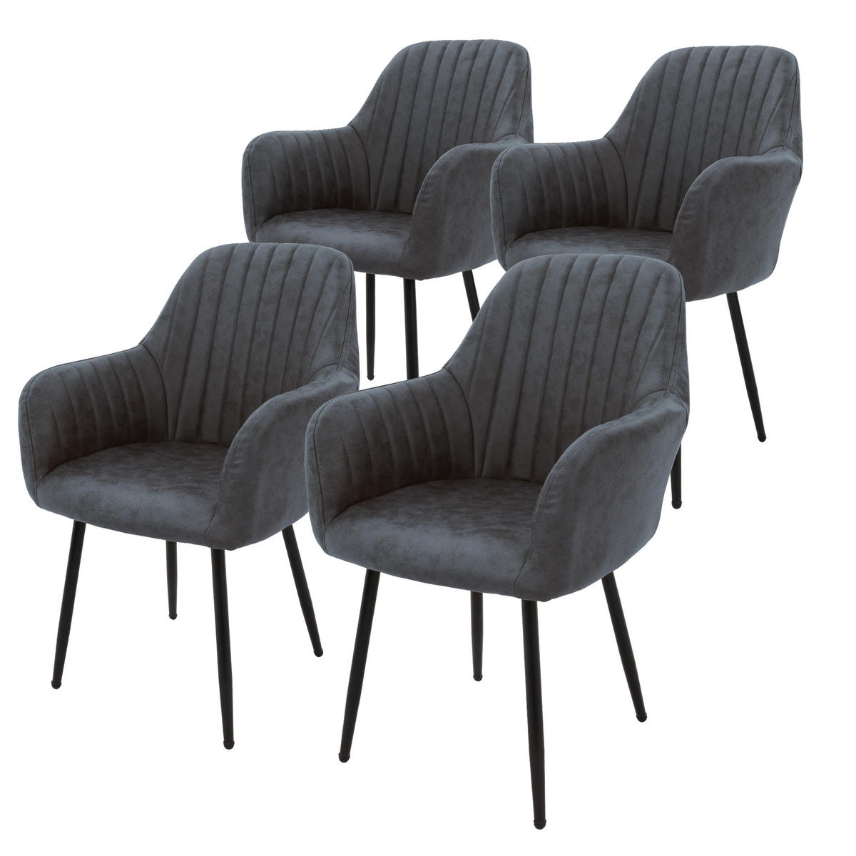 STUHL Kunstleder anthrazit 4er Set - Anthrazit, Metall (60/84/58cm) - ML-DESIGN