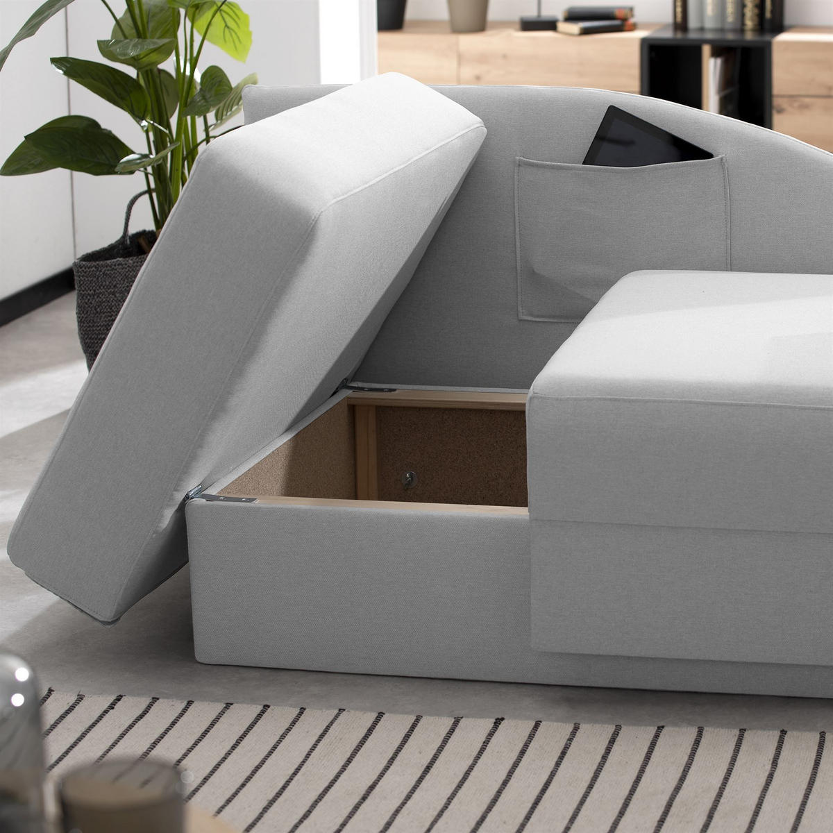 RECAMIERE Armlehne rechts Kalila Bezug Flachgewebe Kunststoff / hellgrau - Grau, Kunststoff (154/86/93cm) - 58aufmkessel