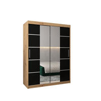 SCHWEBETÜRENSCHRANK 200/150/62 2-türig - Silberfarben/Schwarz, Holz/Kunststoff (150/200/62cm) - MÖBEL KRYSPOL
