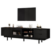 TV-SCHRANK schwarz aus Spanplatte mit Glastür 200 × 40 × 50,5 cm - Schwarz, Holzwerkstoff (200/50.5/40cm) - Luhomfu