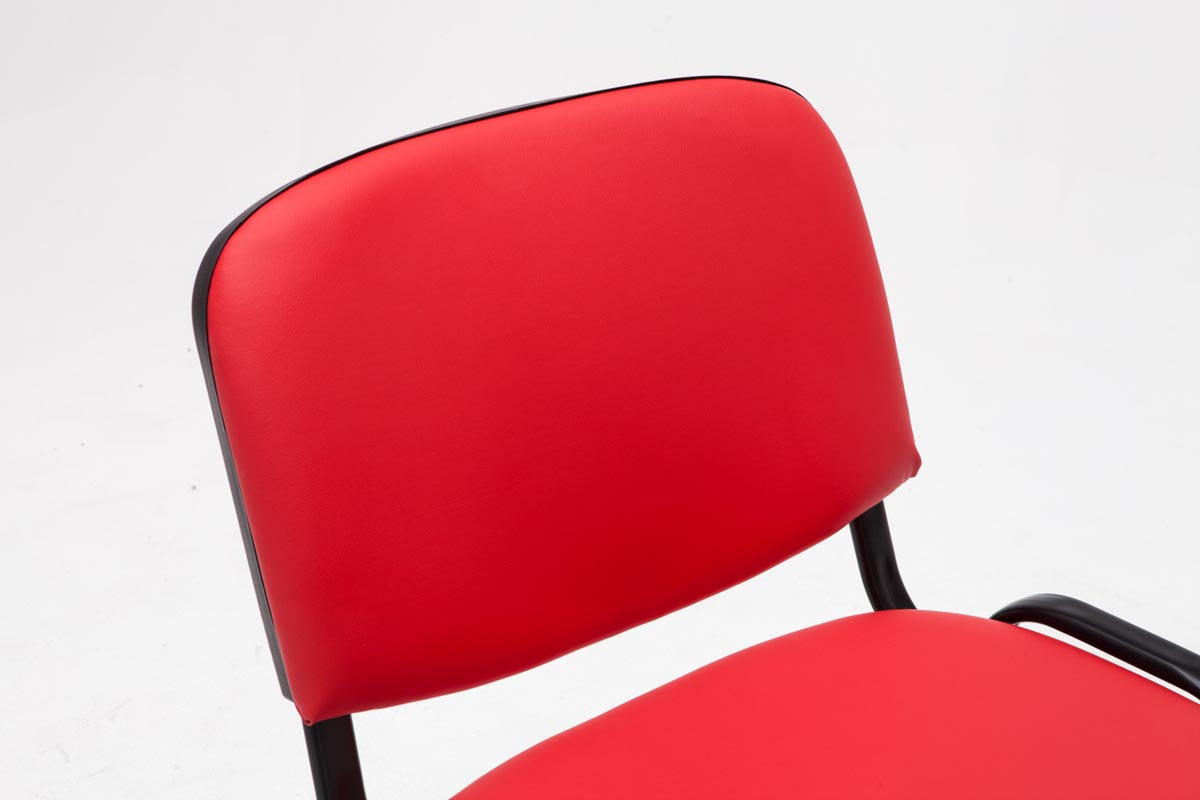 BESUCHERSTUHL Keen, Kunstleder mit Gestell Schwarz / Bezug Rot - Rot/Schwarz, Textil/Metall (54/79/48cm) - TPFLiving