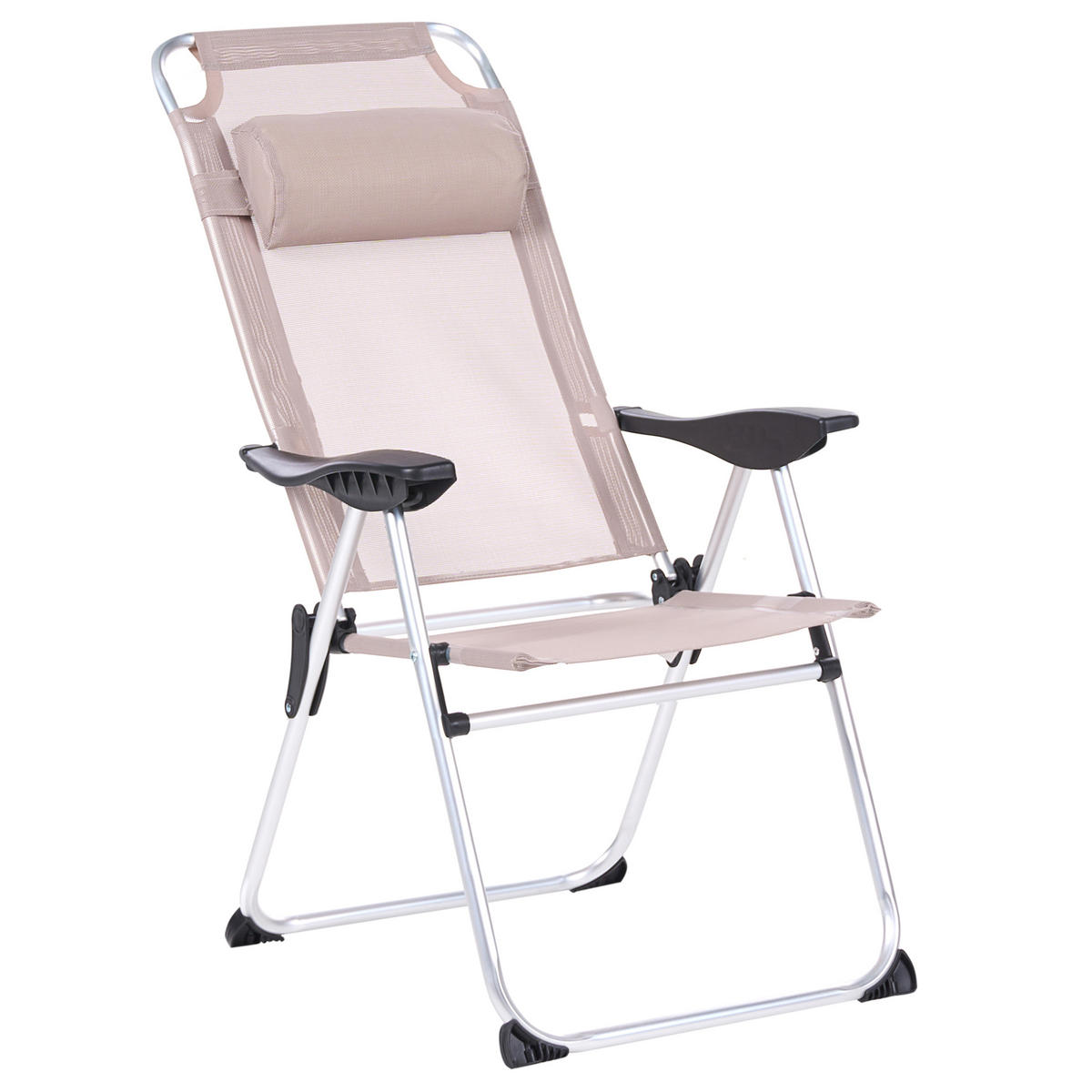 GARTENSTUHL 2er-Set klappbar Metall Beige Asine - Beige, Metall (52/108/59cm) - Beliani