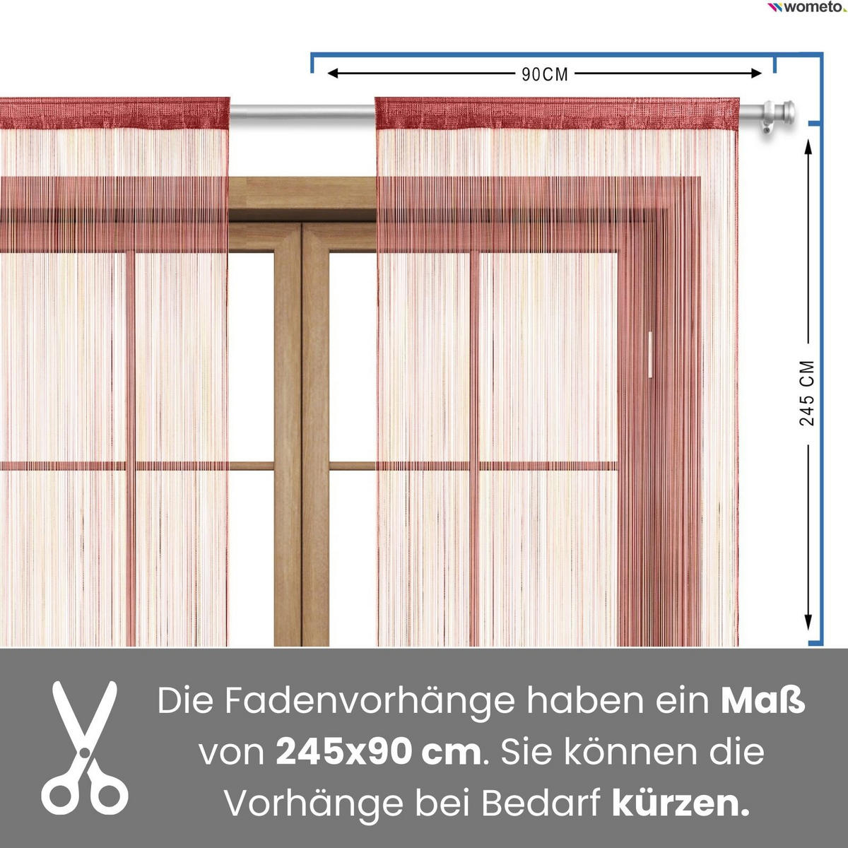FADENVORHANG dunkelrot 245/90 cm Stangendurchzug kürzbar - Bordeaux, Textil (90/245/1cm) - wometo