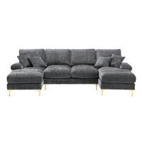 U-FORM Wohnlandschaft Chenille mit 2 Liegeflächen 272/136/88 cm Grau - Grau, Textil/Metall (136/88/272cm) - Redom
