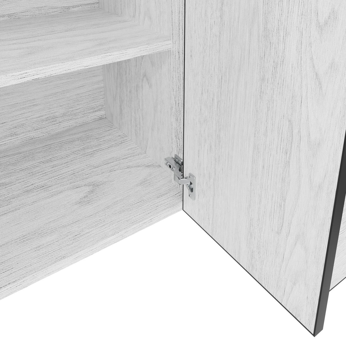SIDEBOARD Weiß gekälkte Holzoptik, mit 1 Tür, 3 Schubladen und offenen Fächern, 140/42/77 cm - Weiß, Holzwerkstoff (140/77/42cm) - WISHDOR