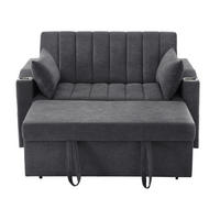 SCHLAFSOFA 2-Sitzer Baumwollstoff mit 3-fach verstellbarer Rückenlehne und Getränkehalter Grau 136/162/84 cm - Grau, Textil (84/136/162cm) - Redom