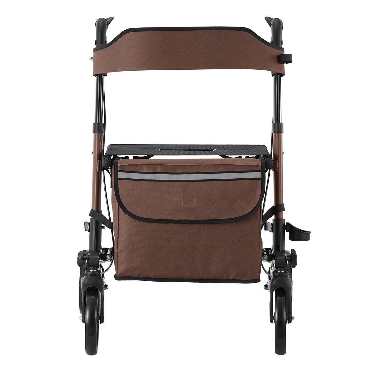 ROLLATOR Vital braun klappbar mit Sitzfläche & Einkaufstasche - Braun, Metall (63/80/68cm) - Juskys