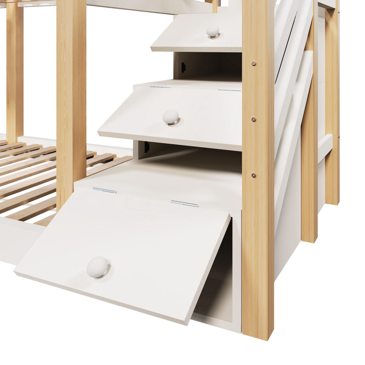 ETAGENBETT 90/200 cm Weiß Baumhaus Design mit Tafel und Rausfallschutz - Weiß, Holzwerkstoff (90/200cm) - OKWISH