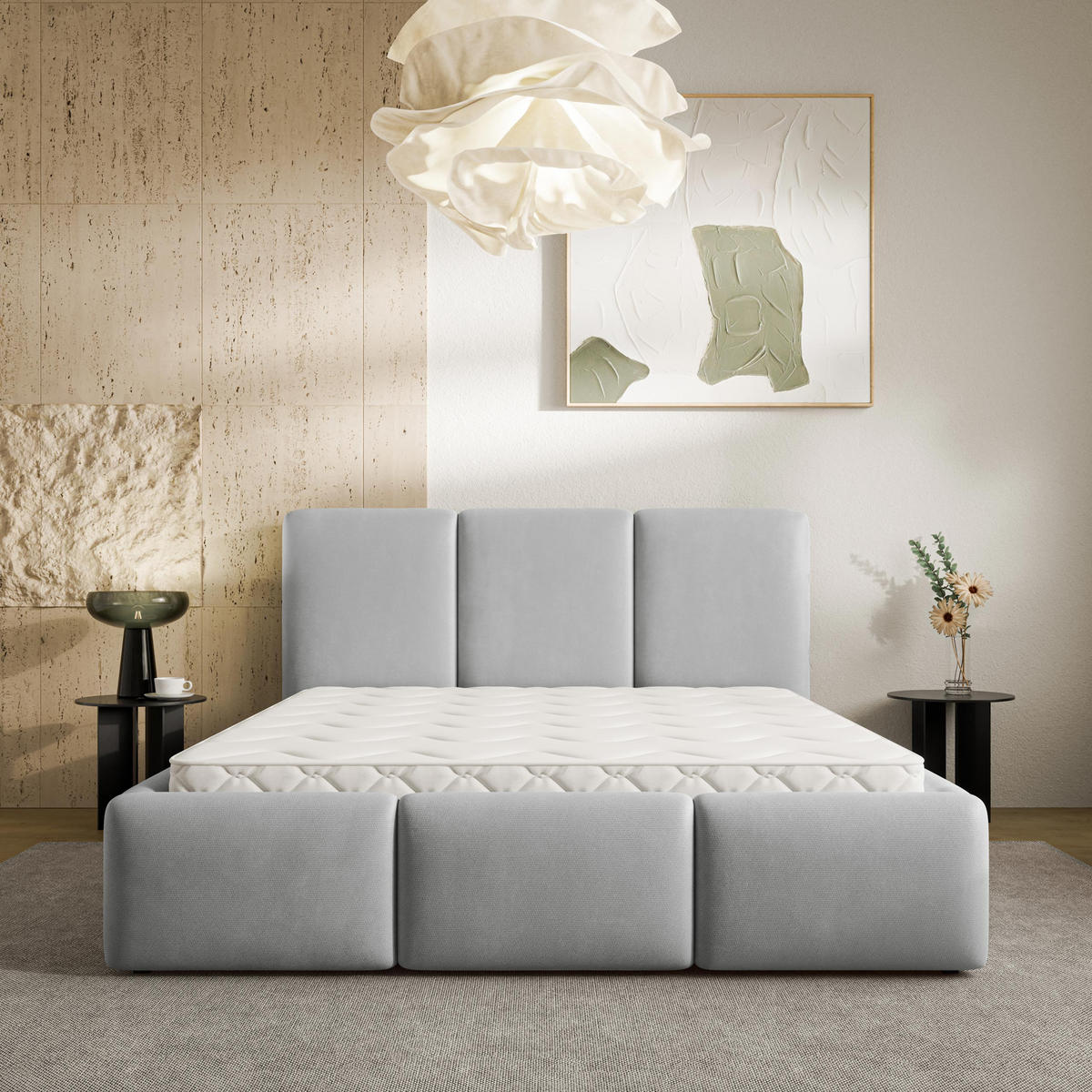 ČALOUNĚNÁ Postel ARSIL 160x200 cm Světle šedá - světle šedá, kompozitní dřevo/textil (160/200cm) - MASSENO