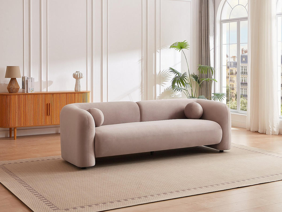 SOFA - 3 Personen - stoff - rosa Ovotas - Pink, Textil (226/68/86cm) - Vente-Unique