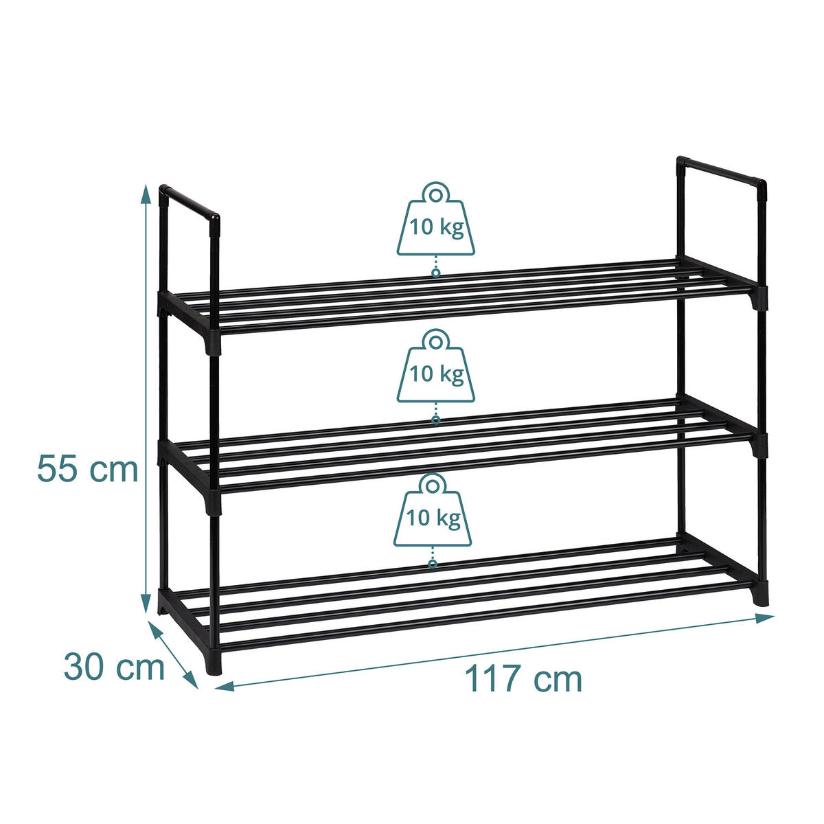 BOTNÍK - černá, kov/plast (117/55/30cm) - Relaxdays