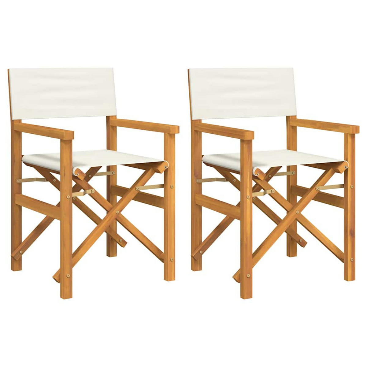 REGIESTÜHLE, Klappbar, 55/54/85 cm, aus Massivholz Teak, Crème, 2er-Set - Creme, Holz (54/85/55cm) - vidaXL