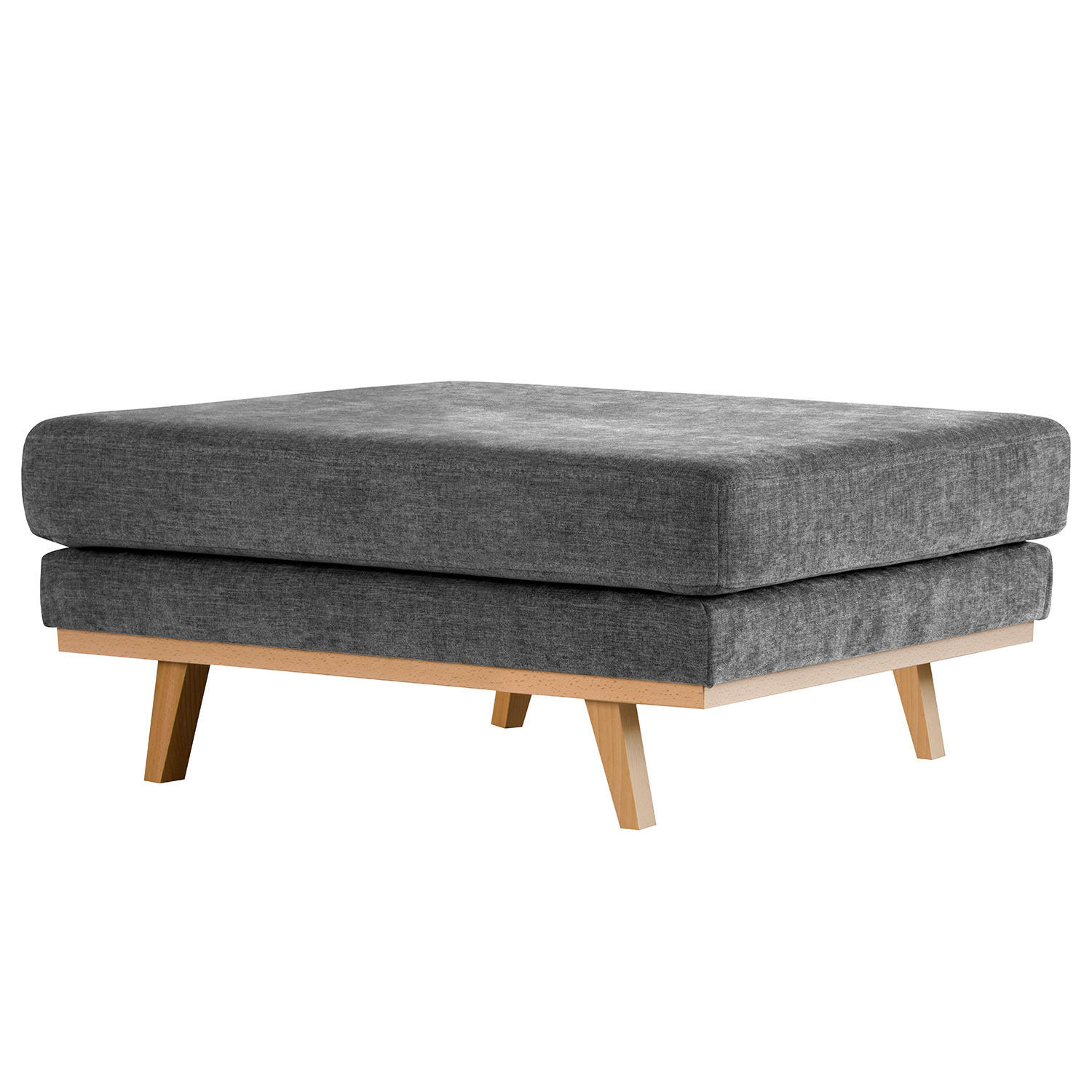 POLSTERHOCKER - Dunkelgrau/Buchefarben, Buchenholz/Textil (85/43/60cm) - home24