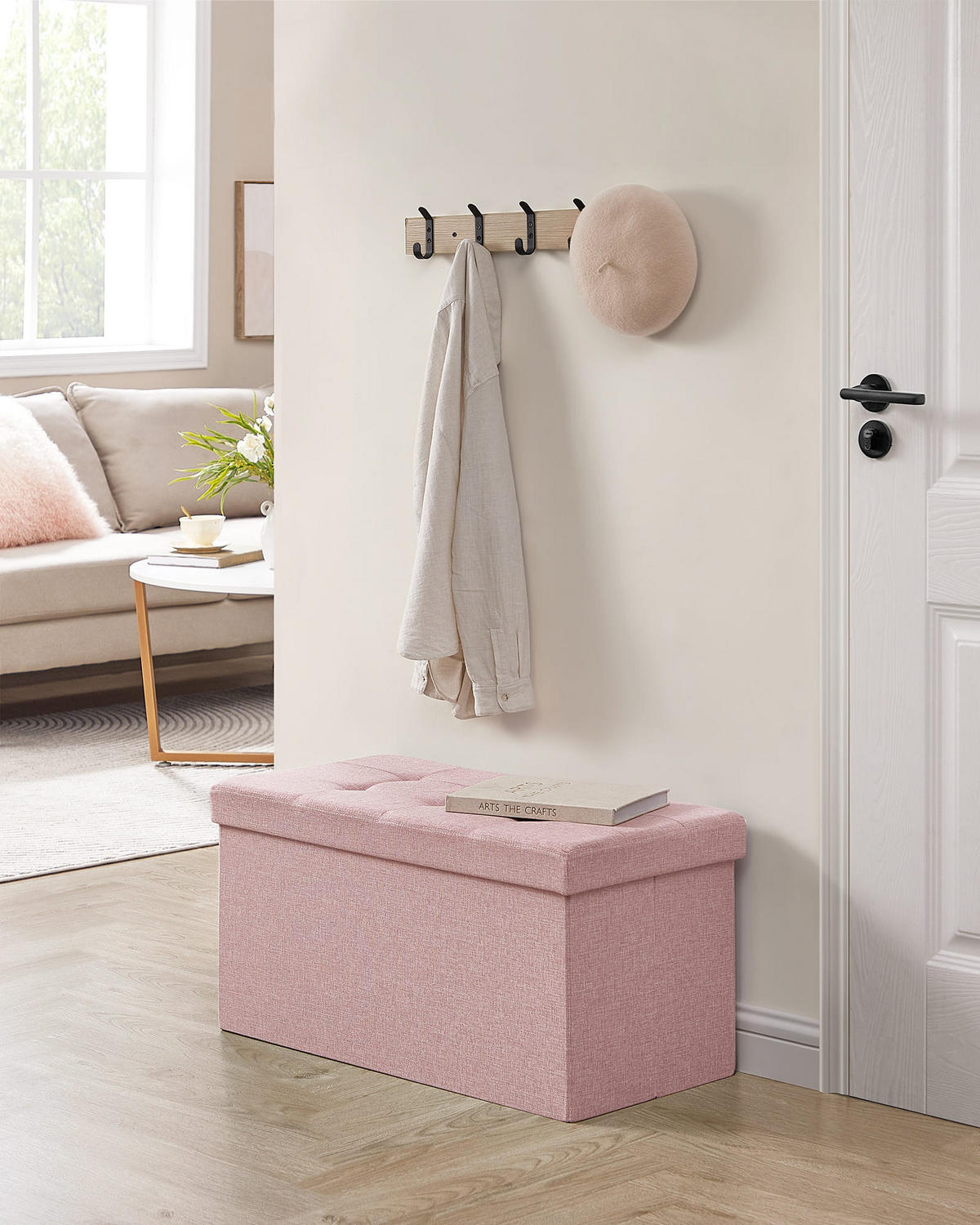 POUF-FALTEN, rosa - Pink, Holz/Textil (38/38/76cm)