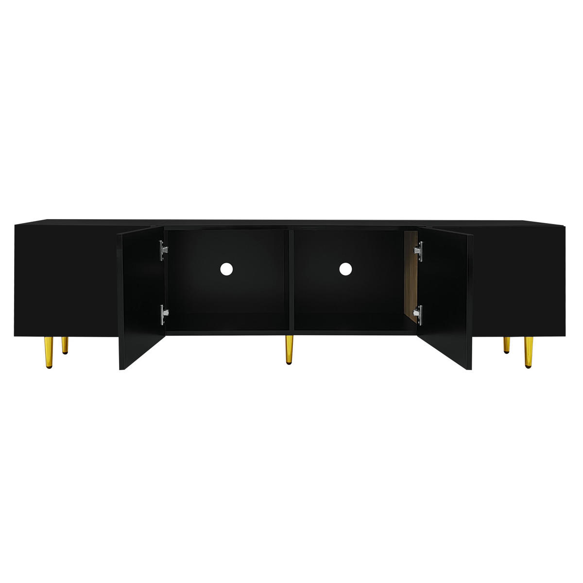 TV-SCHRANK aus MDF 170x35x46 cm Schwarz mit 4 Türen, Hochglanzoberfläche und Soft-Close-Scharnieren - Schwarz, Holzwerkstoff (170/46/35cm) - Modfu