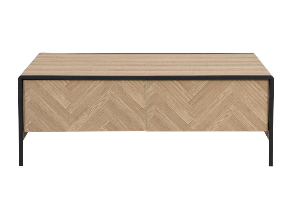 COUCHTISCH mit 2 Schubladen - MDF & Stahl - Holzfarben hell & Schwarz - TUMACO - Naturfarben, Holz (110/63/40cm) - Vente-Unique