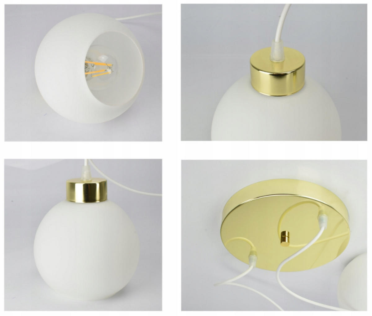 PENDELLEUCHTE GOLDGLAS - Goldfarben/Weiß, Glas/Metall (30/30/80cm) - kiki design