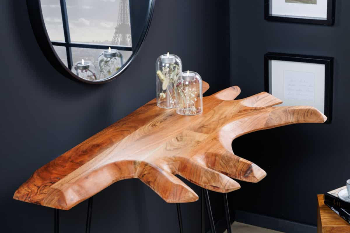 KONSOLENTISCH WILD Akazie Natur 105cm - Schwarz/Braun, Holz (52/104/80cm) - riess-ambiente