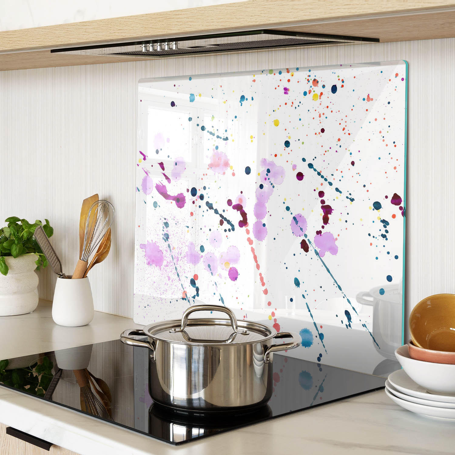 GLASPLATTE 60x52 cm Abstrakte Flecken - Braun/Grau, Glas (60/0.4/52cm) - TULUP