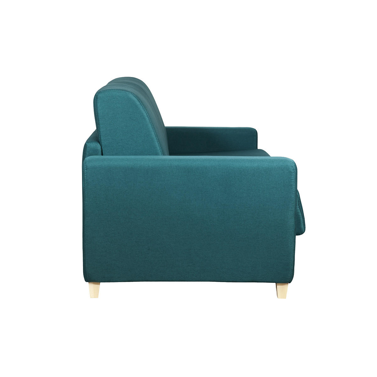 SCHLAFSOFA Skandinavisch Matratze 18 cm Entenblau 3-Sitzer GRAHAM - Blau, Textil (100/188/195cm) - Miliboo