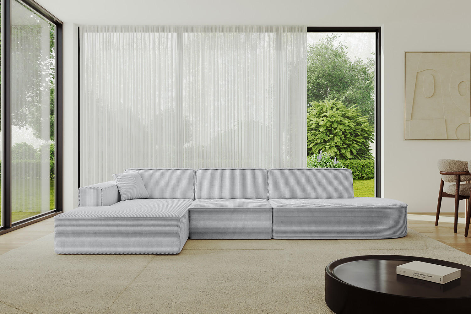 ECKSOFA Ottomane Links IREA-L2-v4 - 328x171x79 cm Grau - Grau, Holzwerkstoff/Textil (328/171cm) - ALTDECOR