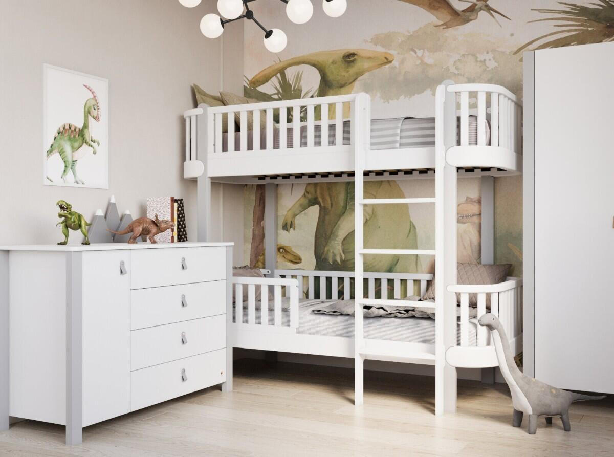 ETAGENBETT ETUDE Weiß, Grau 87x195x162 cm - Weiß/Grau, Holz - FURNLUX