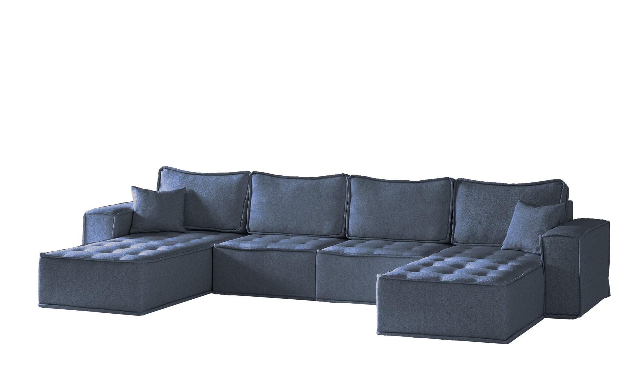 WOHNLANDSCHAFT Sande In Raven - Blau, Holzwerkstoff/Textil (372/85/192cm) - Fun Möbel