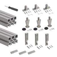 RAHMEN Zero, mit Beschlägen und Profilen für Boden- und Wandmontage mit Nivellierer, Aluminium und Zamak, Steingrau 3er-set - Grau, Metall (5/10/211.5cm) - EMUCA