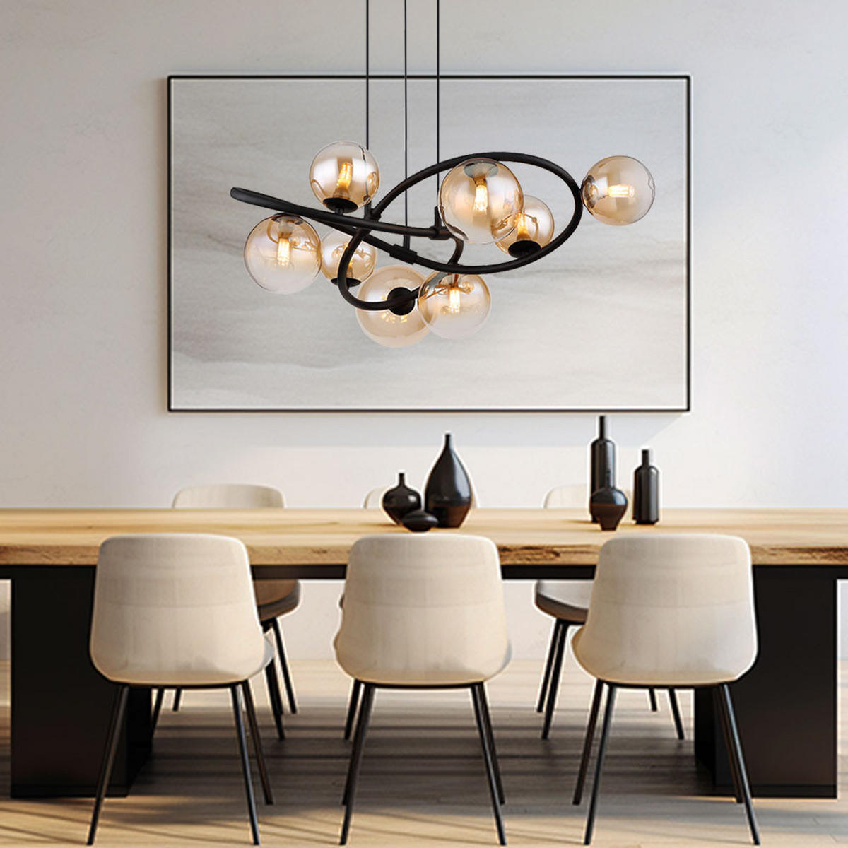 LED HÄNGELEUCHTE Tuberius Schwarz Orange - Orange, Glas (65/65/120cm) - Globo Lighting