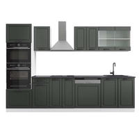 KÜCHENZEILE R-Line Anthrazit Landhaus/Weiß 300 cm mit Hochschrank AP Anthrazit - Anthrazit/Weiß, Holzwerkstoff (300/81.6/60cm) - Vicco