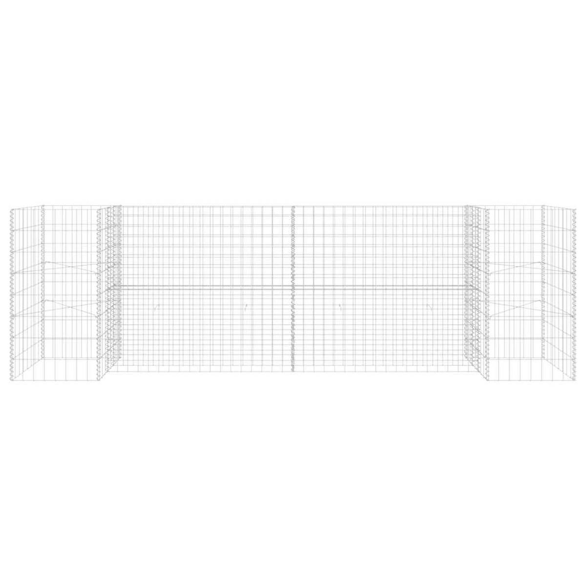 H-FÖRMIGER Gabionen-Pflanzkorb Stahldraht 260x40x80 cm - Silberfarben, Metall (260/80/40cm)