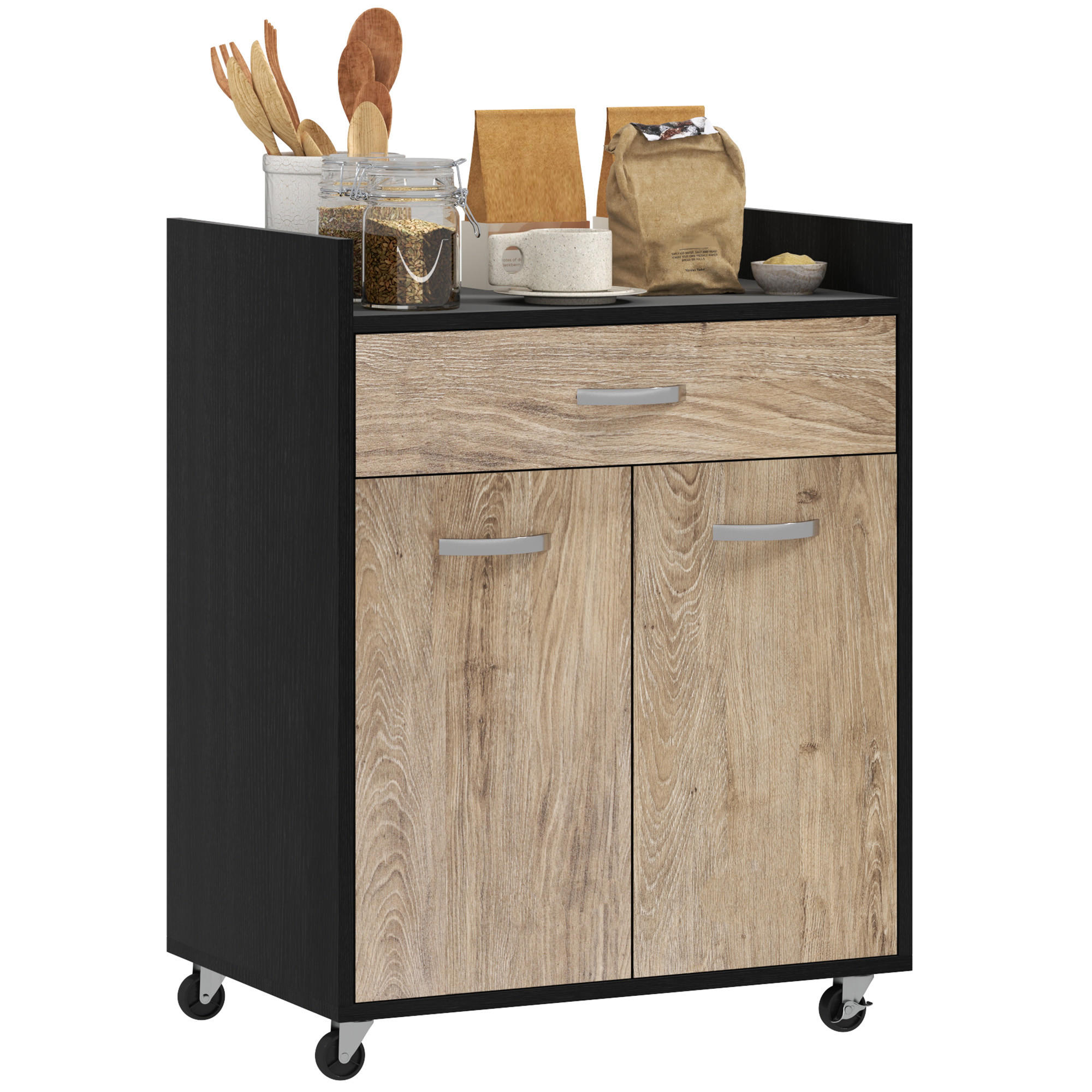 SERVIERWAGEN DE-17128 Schwarz - Schwarz, Holzwerkstoff (40/77/60cm) - ComfortXL