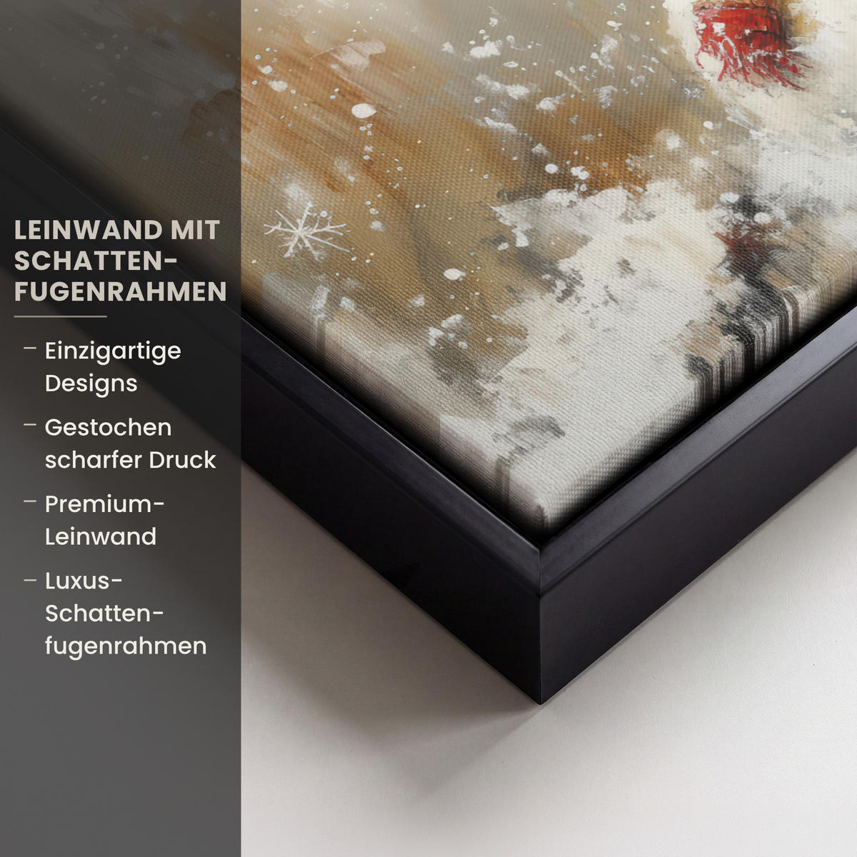 LEINWAND Bilder mit Rahmen - Schneemann - Winter - Schnee - Beige - 30x20 - Weiß, Textil (30/20cm) - MuchoWow
