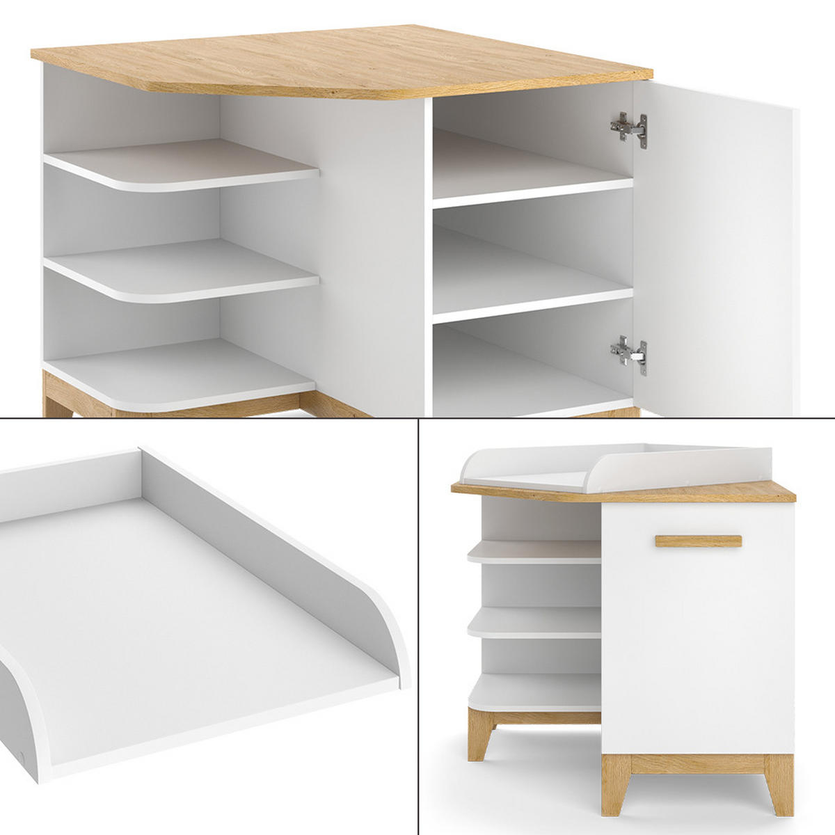 WICKELKOMMODE Malia Weiß/Eiche 85 x 85.2 cm mit Tür - Eichefarben/Weiß, Holzwerkstoff (85/85.2/85cm) - VitaliSpa