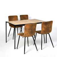 ESSTISCH SET dunkles Holz und Braun - Braun, Holzwerkstoff/Metall (120/75/80cm) - Urban Meuble