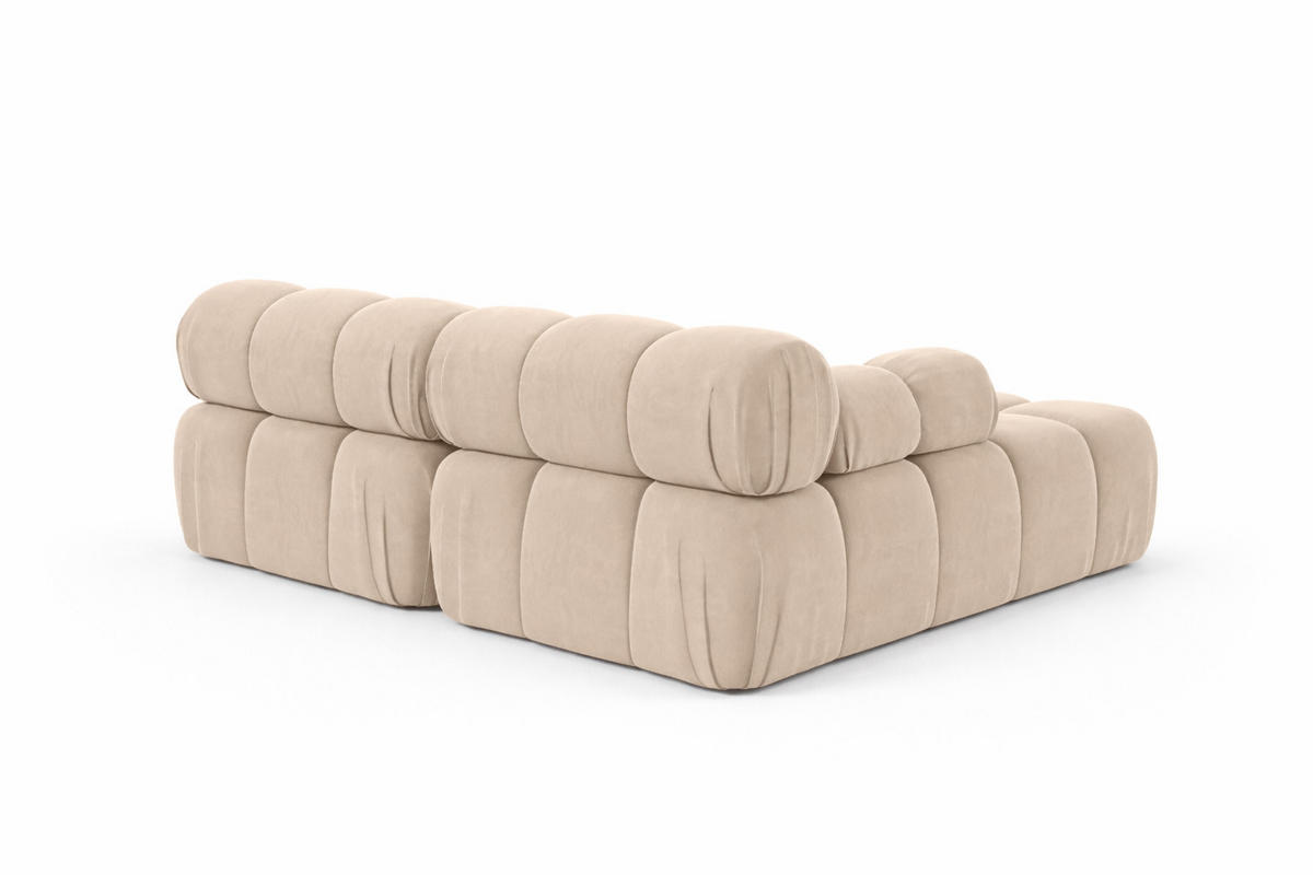 ECKSOFA L-Form Mini II Modular, Veloursstoff Salvador, Beige, Links, Selia - Beige, Holz (190/160cm) - Kaiser Möbel