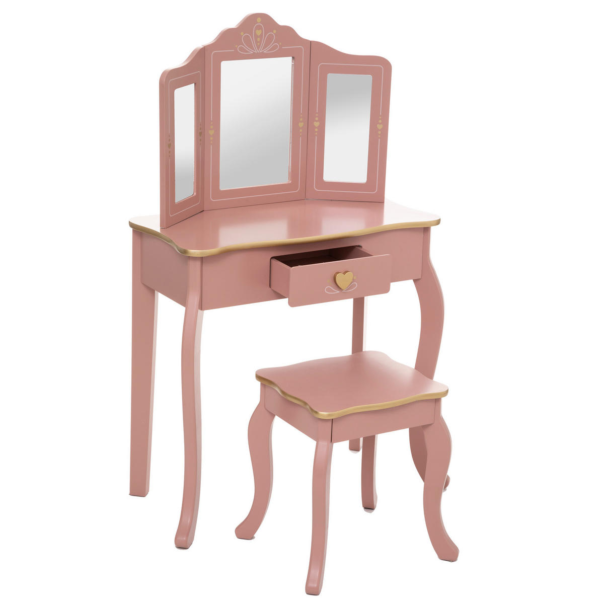 SCHMINKTISCH mit Spiegel Sissi 59,5/29/98,5 cm - Rosa, Holzwerkstoff (29/98.5/59.5cm) - Atmosphera for kids