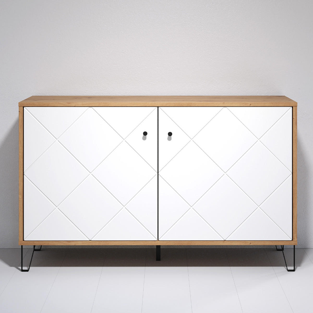 SIDEBOARD 2 Türen Dekor Eiche Artisan B123 cm - Touch - Weiß, Holzwerkstoff (123/76/40cm) - Trendteam