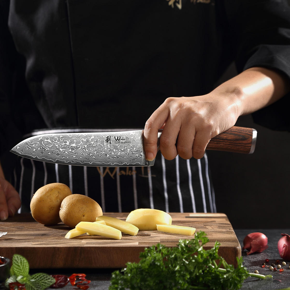 SANTOKUMESSER 17 cm - Braun, Holz/Metall (30cm) - Wakoli