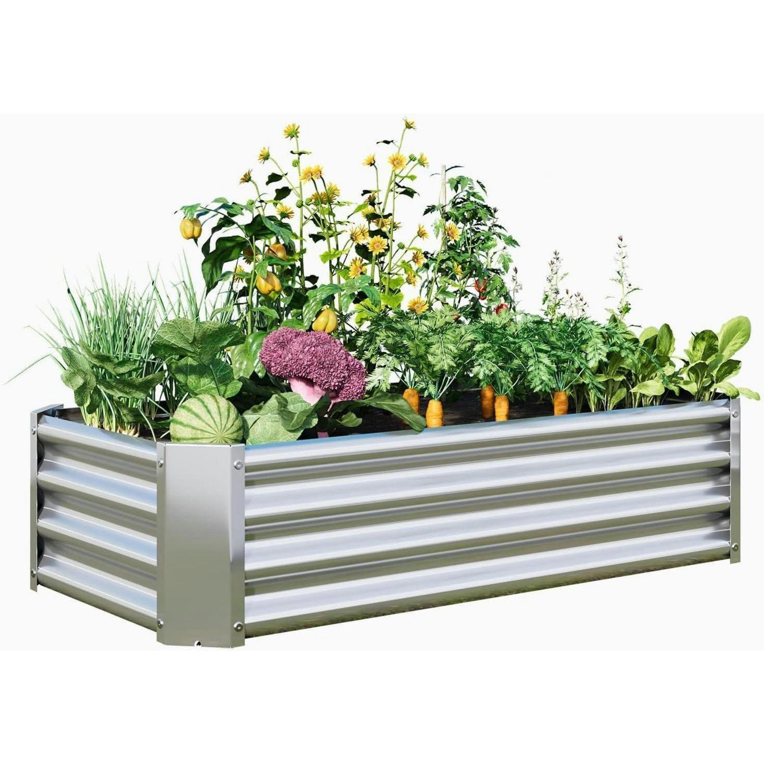 HOCHBEET-SET Metall Silber 120 x 60 x 30 cm - Silberfarben, Metall (60/30/120cm)