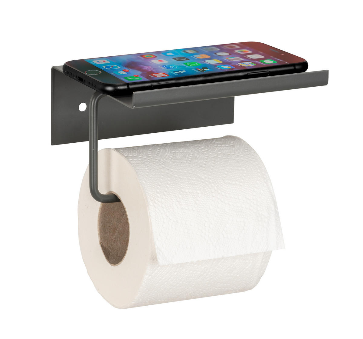 TOILETTENPAPIERHALTER Metall mit Ablage Desulo - Anthrazit, Metall (12/6.2/14cm)