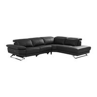 RELAXSOFA - 6 Personen-Sitzer - Leder - Schwarz - - Schwarz, Leder (299/76/239cm) - Vente-Unique