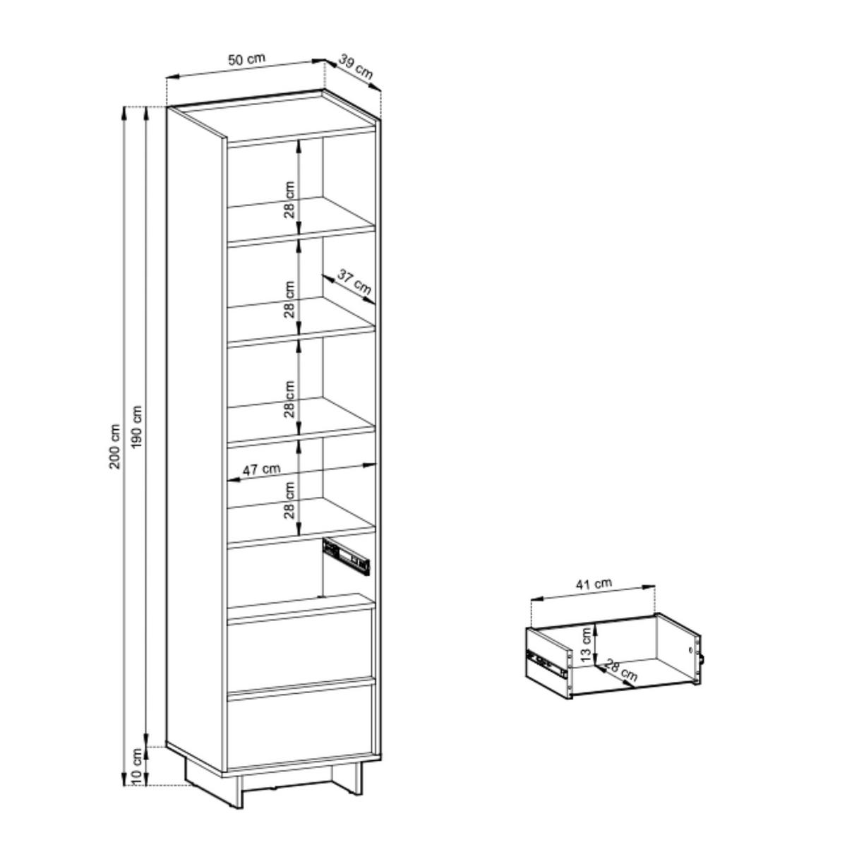 BÜCHERREGAL: karamellfarbene Eiche, 50 x 201 x 39 cm - Braun, Holzwerkstoff (50/201/39cm) - 3XE LIVING