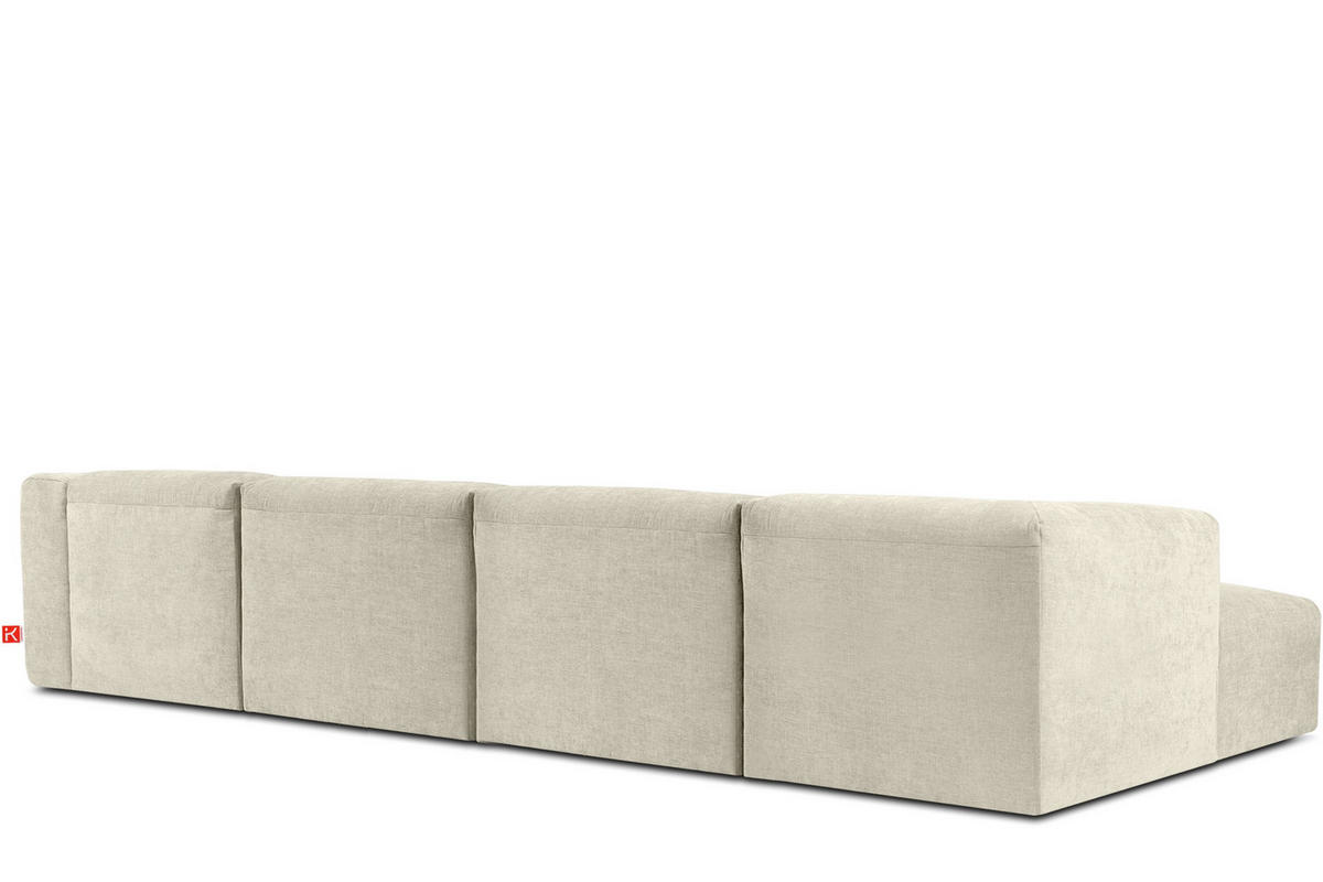 ECKMODULSOFA-LINKS BUFFO 6-Sitzer mit extrem weicher Sitzfläche, Gewebestoff, ecru - Ecru, Textil (377/180cm) - KONSIMO®