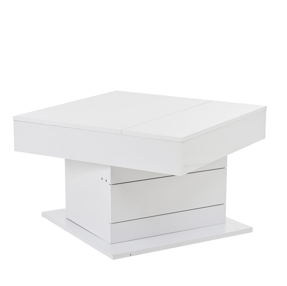 COUCHTISCH, hochglänzende Spanplatte, hebbar bis 59 cm & 360° drehbar, 70/70/45 cm, Weiß - Weiß, Holzwerkstoff (70/70/45cm) - Redom