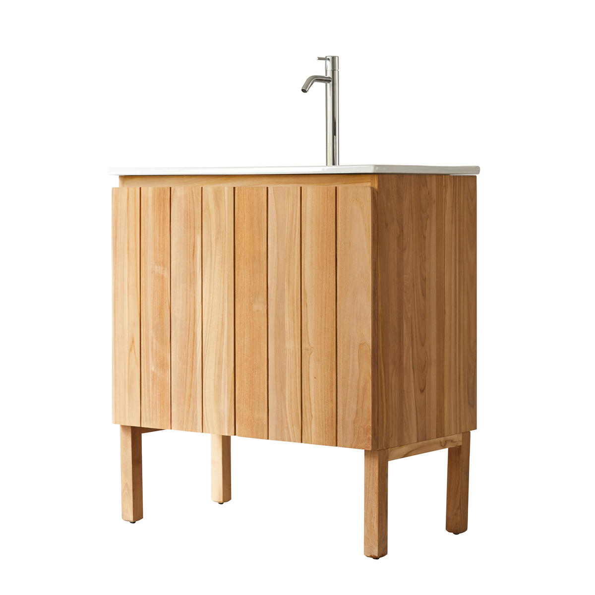 BADEZIMMERMÖBEL Jill Natur aus Teak - Naturfarben, Holz (82/90/47cm) - Tikamoon