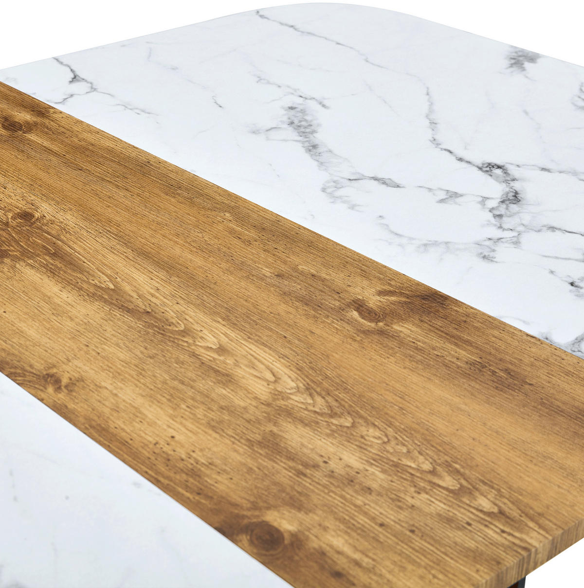 ESSTISCH aus MDF 153x100x79 cm Naturholz mit Metallgestell, pflegeleichte Oberfläche und 6 passenden Stühlen - Braun, Holzwerkstoff (153/100/79cm) - Modfu