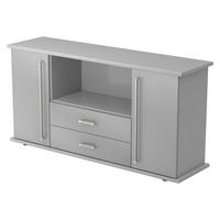 SIDEBOARD mit 2 Schübe & 2 Türen 44,8/166,1/84 cm in Grau/Silberfarben Chromgriff - Silberfarben/Grau, Holzwerkstoff (166.1/84/44.8cm) - bümö