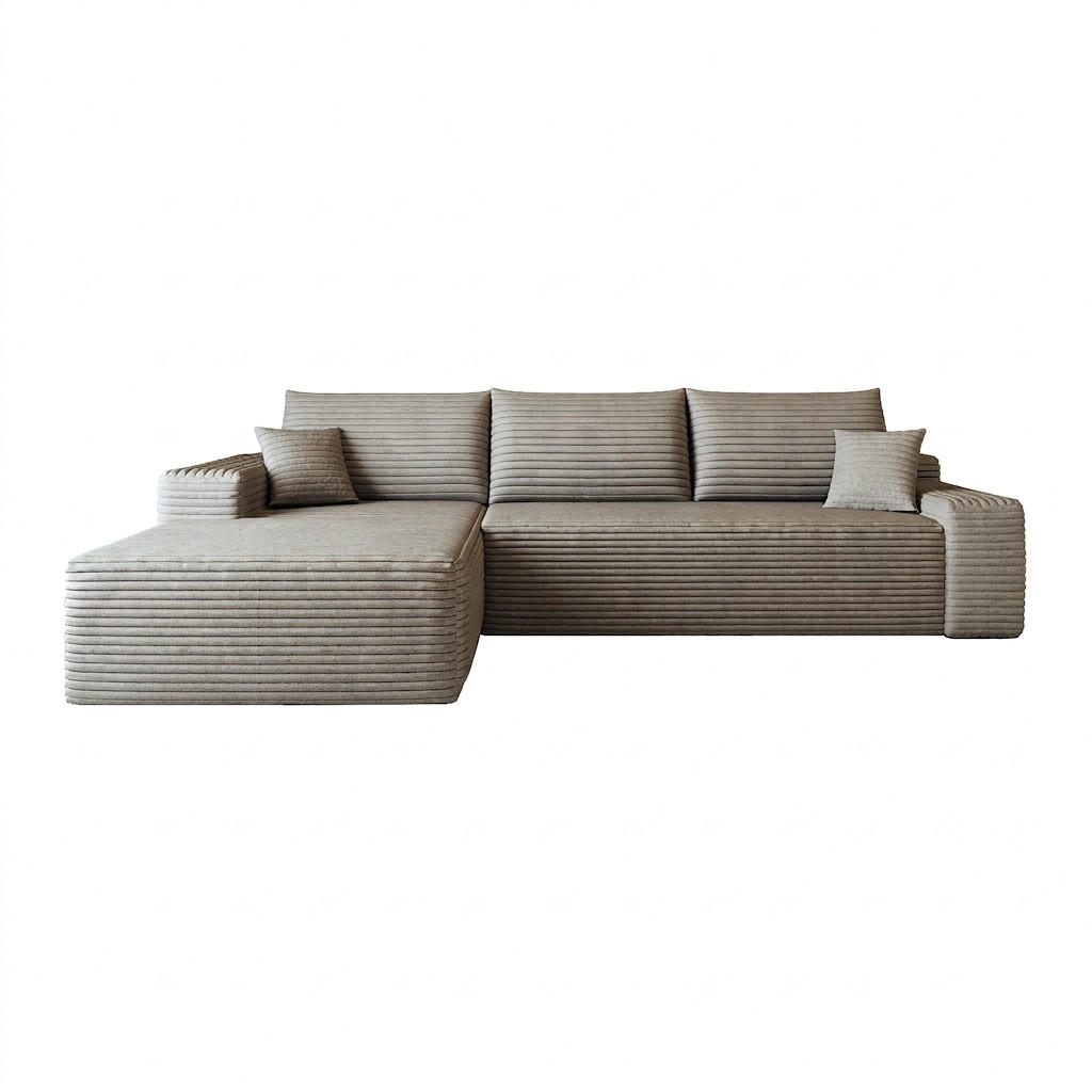 ECKSOFA 270/175/83 cm Kamel Cord mit Chaiselongue, Linke Seite - Braun/Cappuccino, Textil (270/175cm) - Oxeza